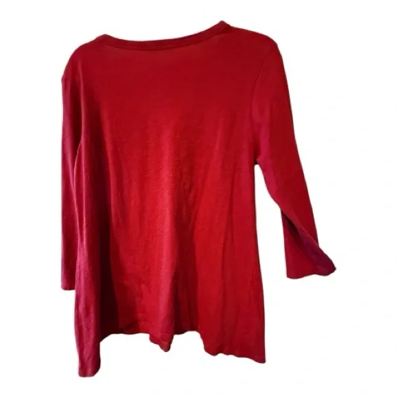 JESS & JANE Artistic Red Cotton Long Sleeve Top, L - Picture 3 of 6